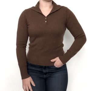 Griffin 100% Cashmere brown sailor collar sweater